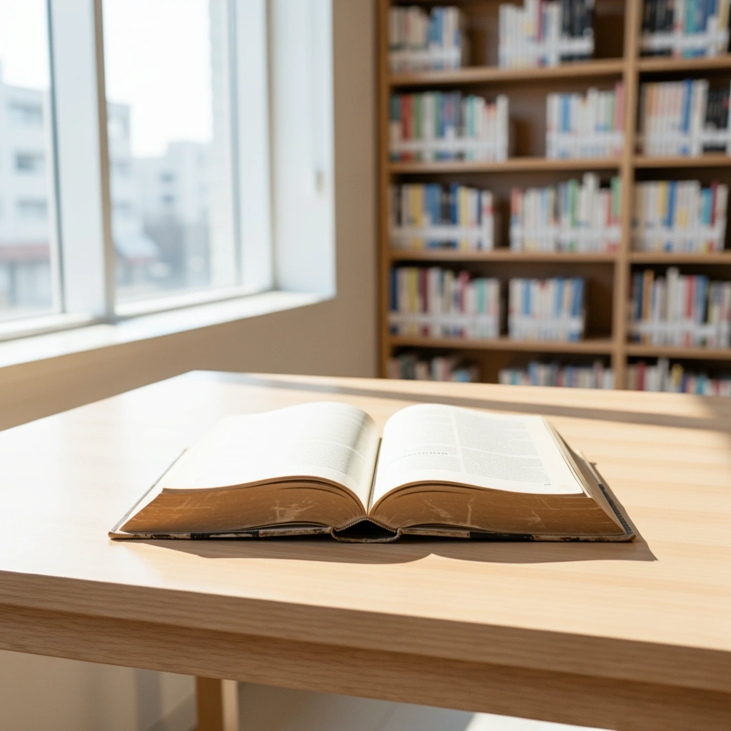 Open book in a library